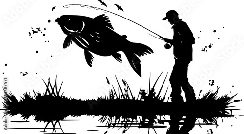 "Serene Silhouettes: The Art of Fishing at Dusk"