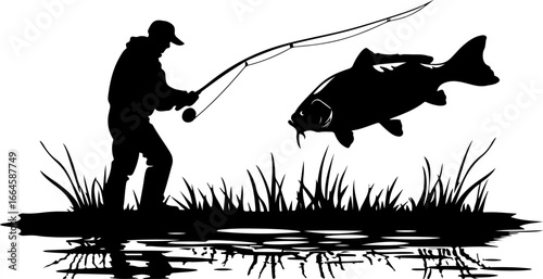 "Serene Silhouettes: The Art of Fishing at Dusk"