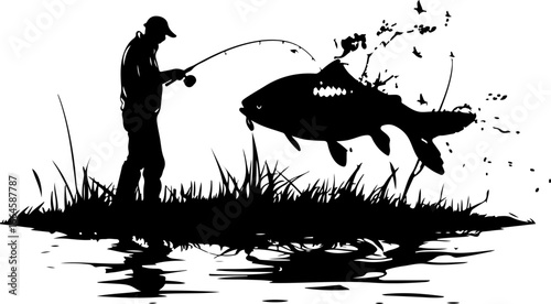 "Serene Silhouettes: The Art of Fishing at Dusk"