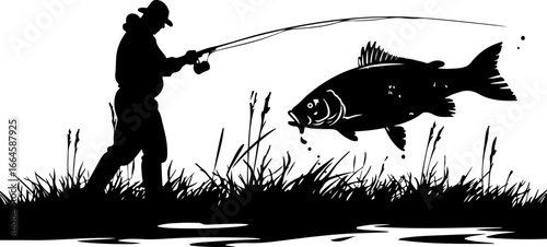 "Serene Silhouettes: The Art of Fishing at Dusk"