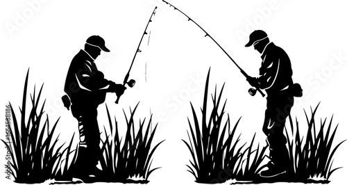 "Serene Silhouettes: The Art of Fishing at Dusk"