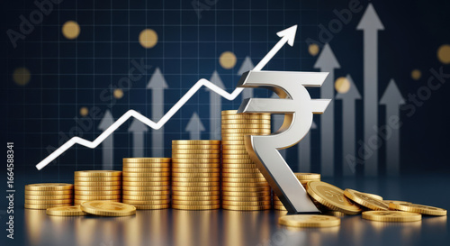 Indian Rupee Growth and Financial Prosperity A Visual Representation of Economic Progress with Rising Currency Value and Investment Success in India's Market