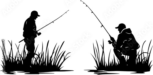 "Serene Silhouettes: The Art of Fishing at Dusk"