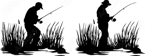 "Serene Silhouettes: The Art of Fishing at Dusk"