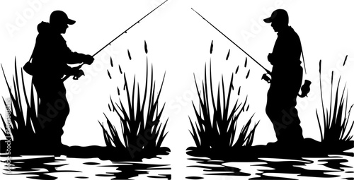 "Serene Silhouettes: The Art of Fishing at Dusk"
