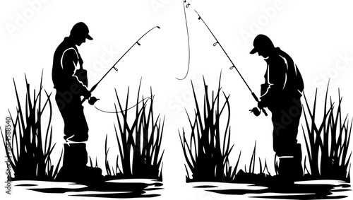 "Serene Silhouettes: The Art of Fishing at Dusk"