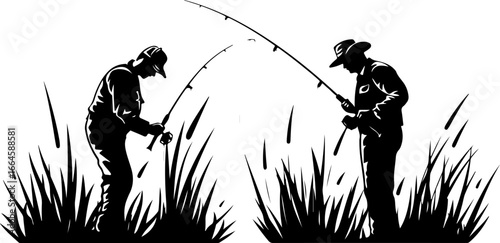 "Serene Silhouettes: The Art of Fishing at Dusk"