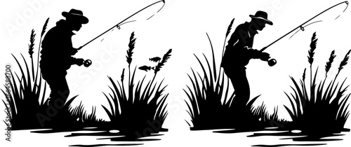 "Serene Silhouettes: The Art of Fishing at Dusk"