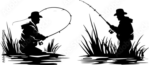 "Serene Silhouettes: The Art of Fishing at Dusk"