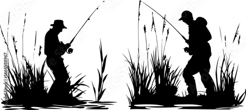 "Serene Silhouettes: The Art of Fishing at Dusk"
