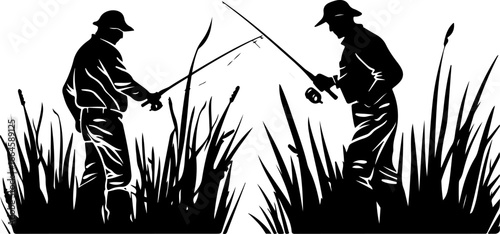 "Serene Silhouettes: The Art of Fishing at Dusk"