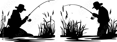 "Serene Silhouettes: The Art of Fishing at Dusk"