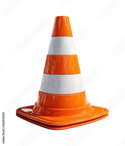 Traffic management tools optimizing road safety with orange cones in urban settings isolated on transparent background, png