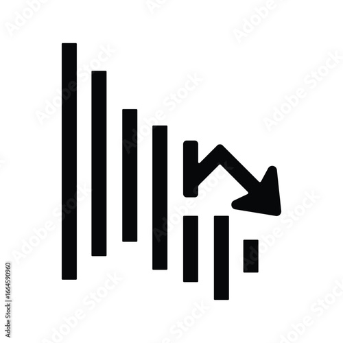 Stock market chart showing fall icon