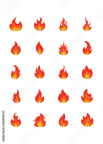 set of flame icons, fire