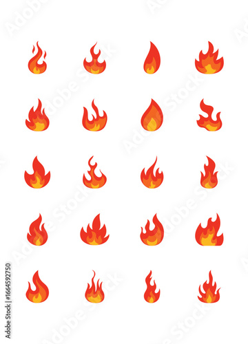 set of flame icons, fire