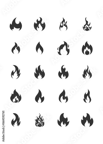 set of flame icons, fire