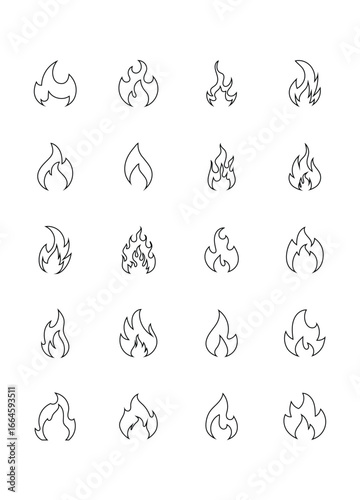 set of flame icons, fire