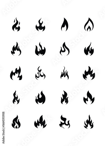 set of flame icons, fire
