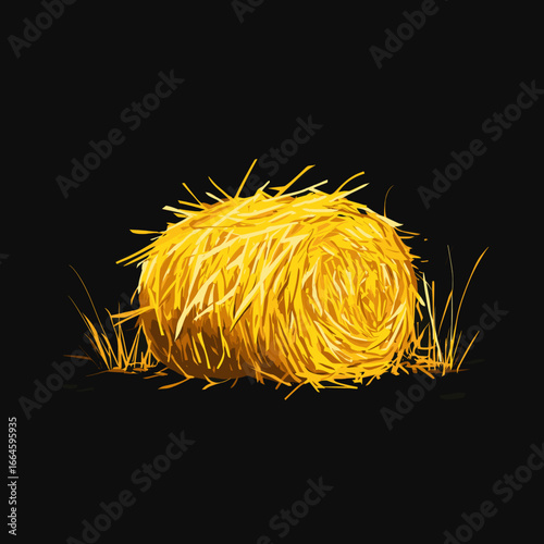 Hay bale isolated on dark background