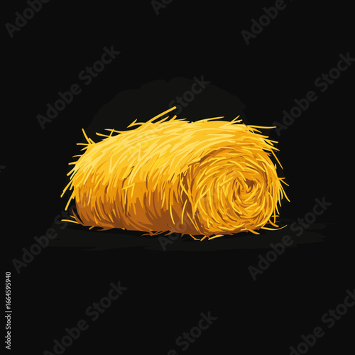 Hay bale isolated on dark background