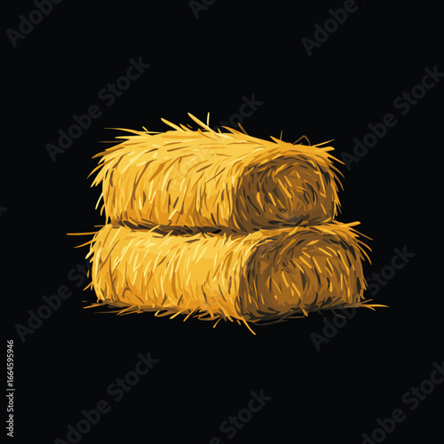 Hay bale isolated on dark background