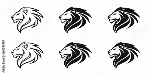Stylized Lion Head Logos and Icons