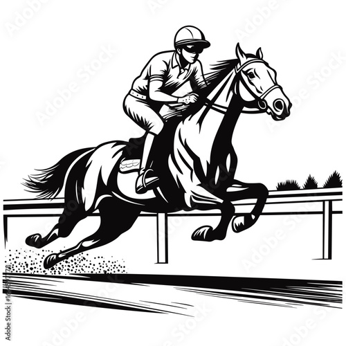 Jockey on Galloping Horse Artwork