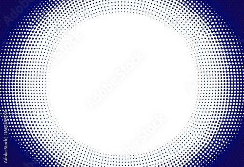 Abstract round frame of halftone dots Vector geometric background, round, minimal