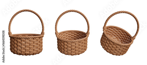 Fototapeta Naklejka Na Ścianę i Meble -  empty wicker basket isolated on white background, 3d render