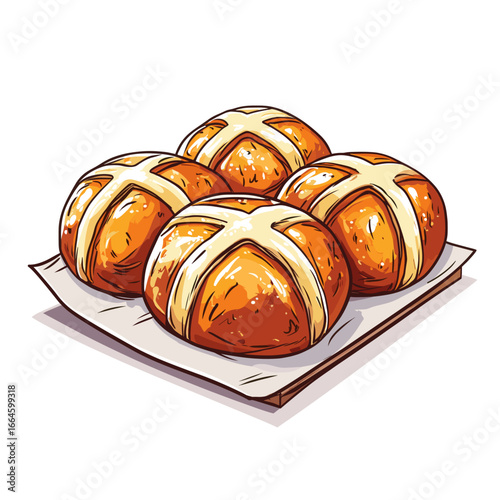 Freshly baked hot cross buns