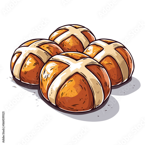 Freshly baked hot cross buns