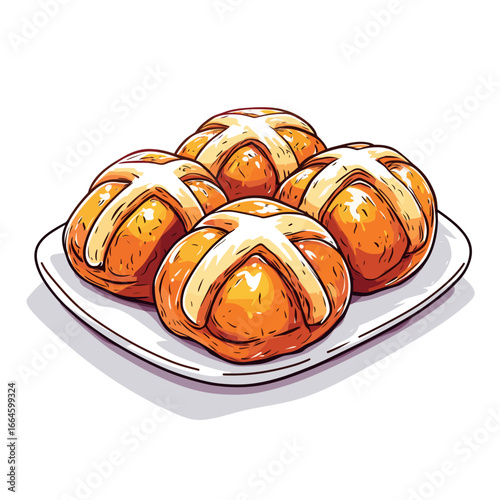 Freshly baked hot cross buns