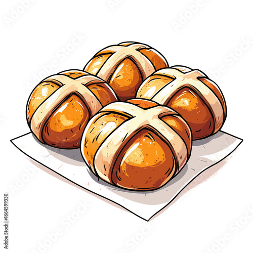 Freshly baked hot cross buns