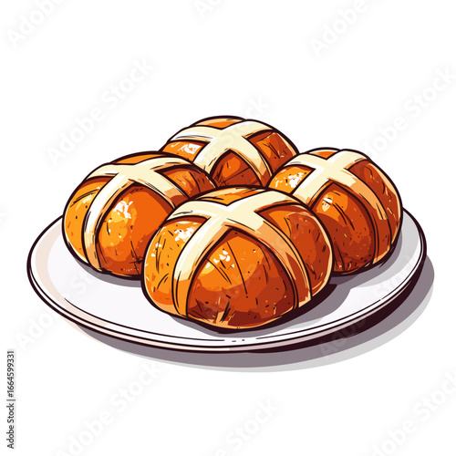 Freshly baked hot cross buns
