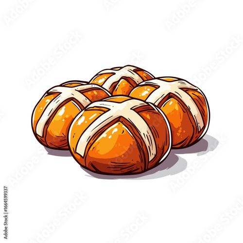 Freshly baked hot cross buns