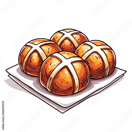 Freshly baked hot cross buns