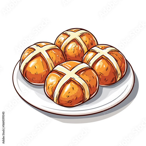 Freshly baked hot cross buns