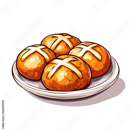Freshly baked hot cross buns