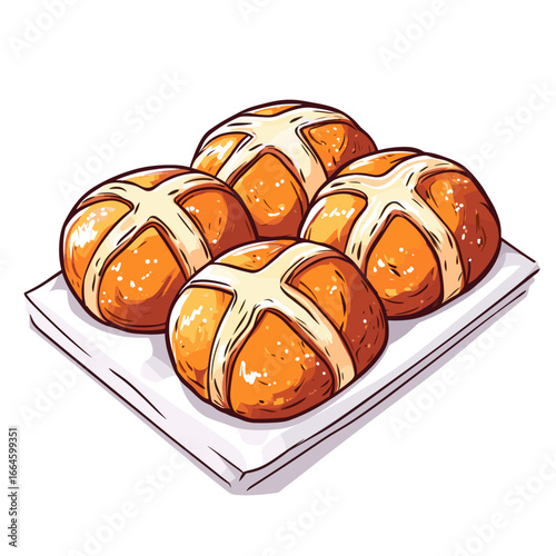 Freshly baked hot cross buns