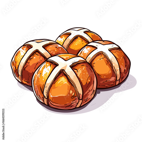 Freshly baked hot cross buns