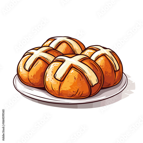 Freshly baked hot cross buns
