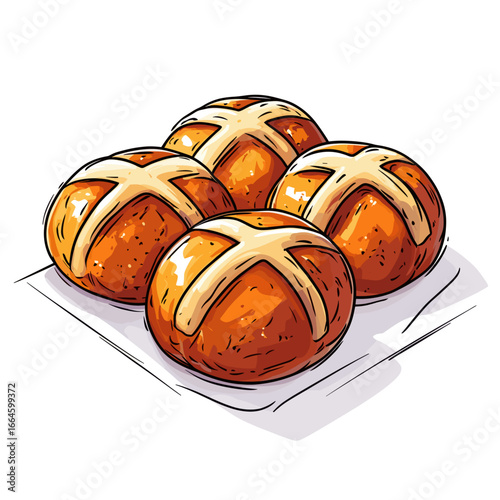 Freshly baked hot cross buns