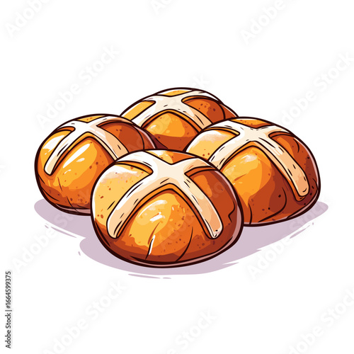 Freshly baked hot cross buns