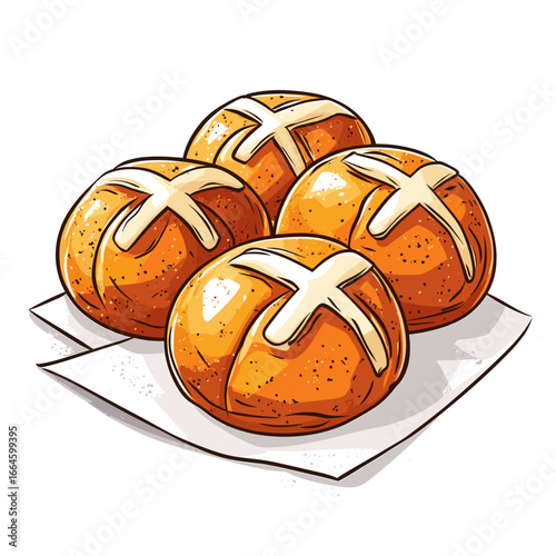 Freshly baked hot cross buns