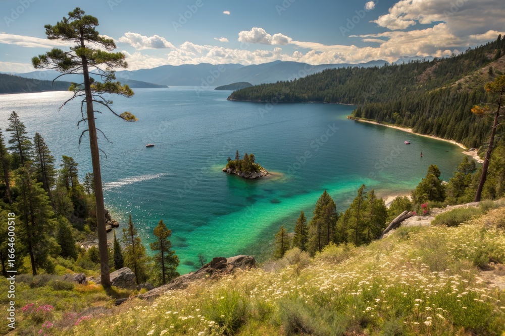 Obraz premium Scenic Mountain Lake Landscape