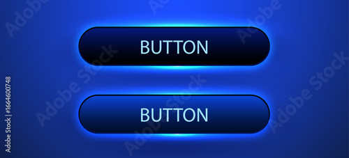 Rectangle isolated neon button set. Design for empty emblem Vector shiny button