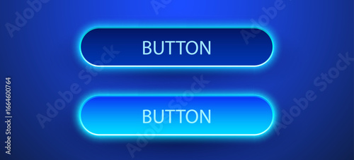 Rectangle isolated neon button set. Design for empty emblem Vector shiny button