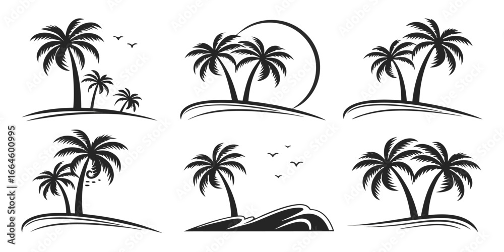 Obraz premium Tropical Palm Trees Silhouette Collection
