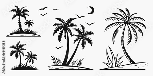 Tropical Palm Trees Silhouette Collection